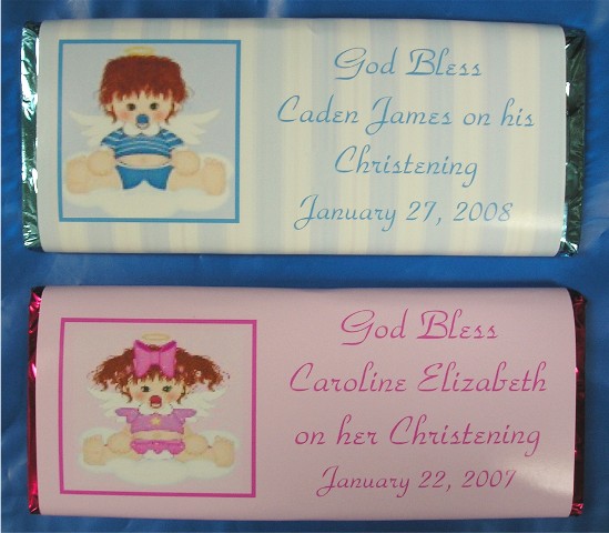 Custom Wrapped Chocolate Christening Bars