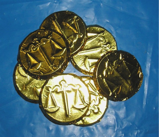 Chocolate Scales of Justice Coins