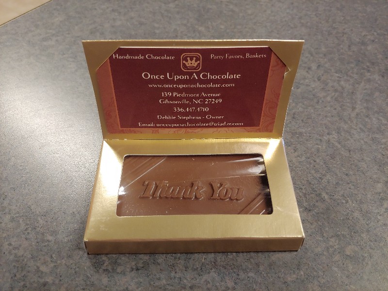 CHOCOLATE BUSINESS CARD THANK YOU